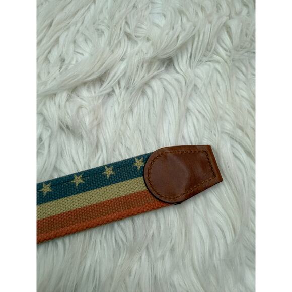 Johnnie-O Mens Red Navy Stars and Stripes Canvas Belt Small USA Patriotic NWT - Picture 11 of 14